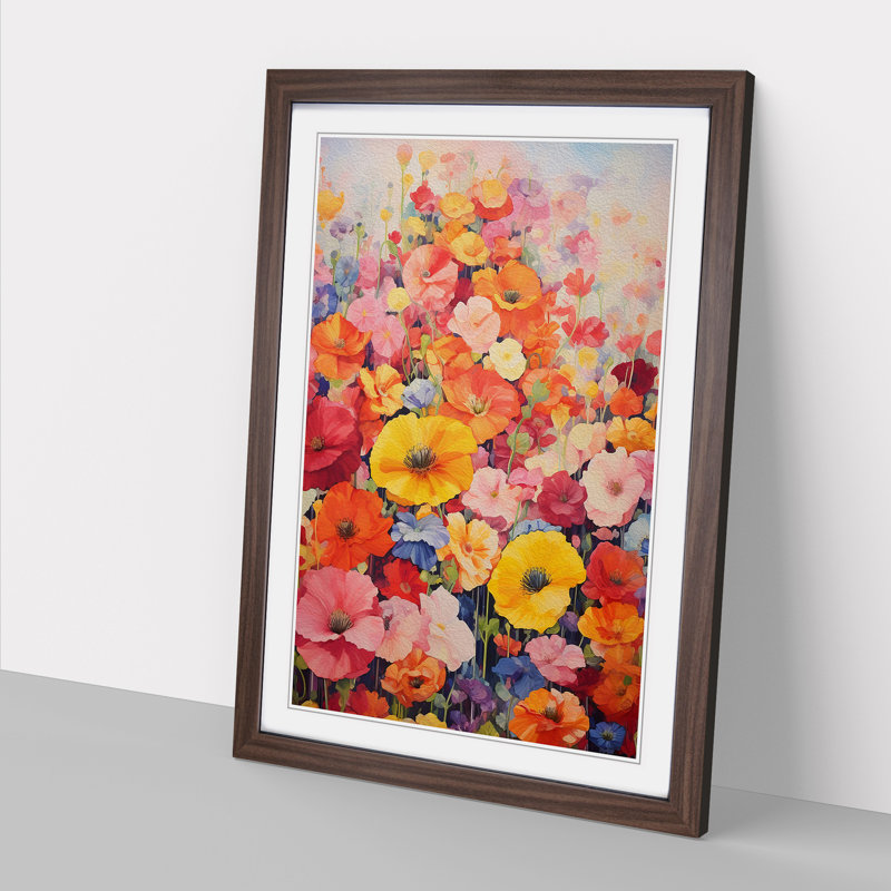 Floral Colour Field No.2 - Framed Print, Walnut Framed, 34cm H x 25cm W