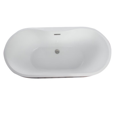 Pilar 65'' x 29.5'' Soaking Acrylic Bathtub