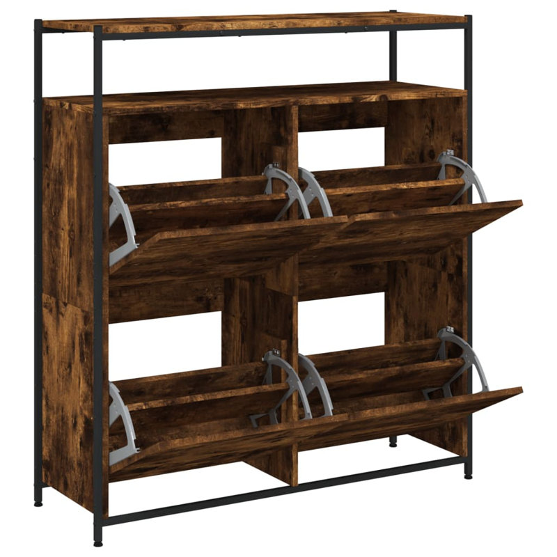 12 Pair Shoe Storage Cabinet, Smoked Oak
