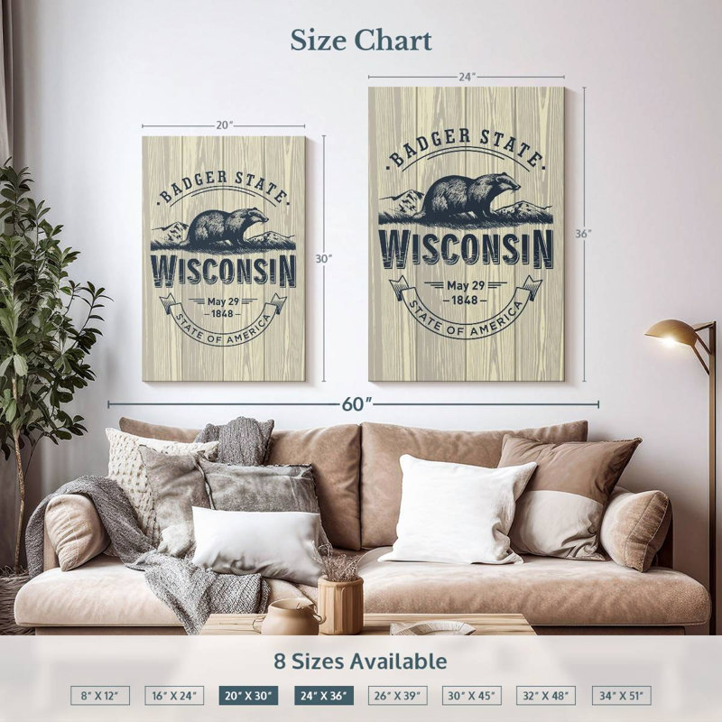 Aime Wisconsin Badgers, 36" H x 24" W