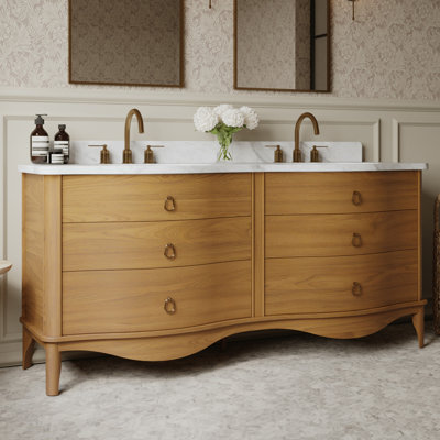 Meuble-lavabo double 72 po avec comptoir en marbre Statuario