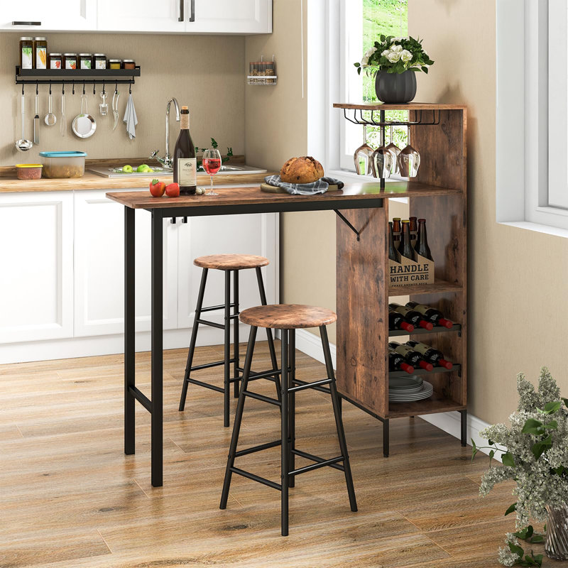 40cm Bar Set, Rustic Brown/Black