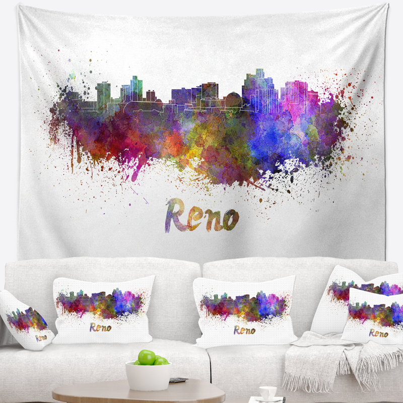 Reno skyline tapisserie Cityscape, H 32 po x l 39 po