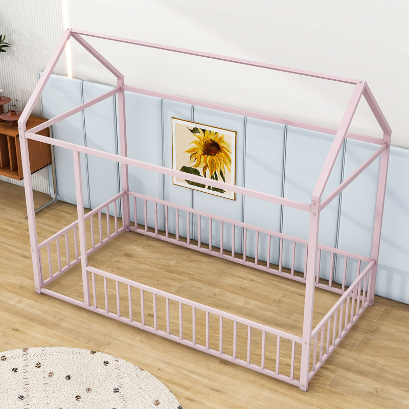 Lit plateforme en métal Gimora, Rose
