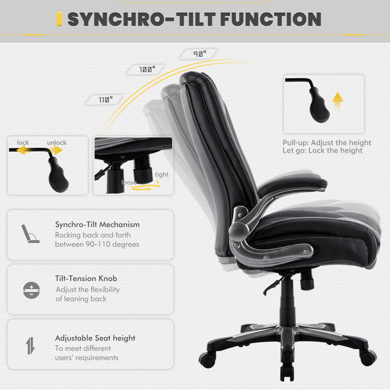 David-James Big & Tall Executive Office Chair – 400lbs Capacity, Ergonomic with Adjustable Lumbar Support, Black