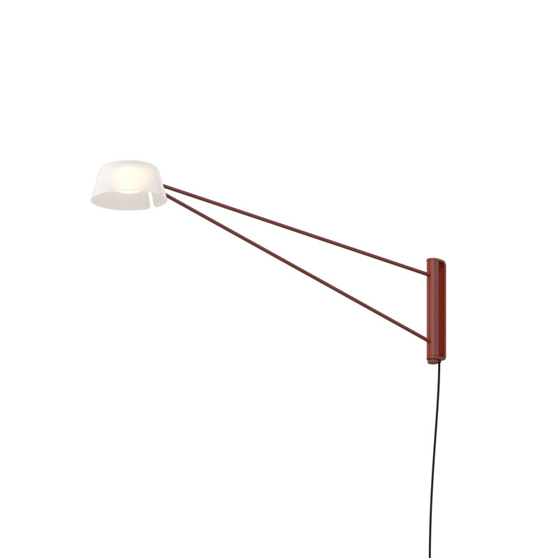 Ray - lampe murale longue, Blanc opale, Rouge oxyde, H 8,5 po x l 6,25 po x P 6,25 po