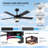 Modern Ceiling Fan with Dimmable Color Changing LED and Remote Control