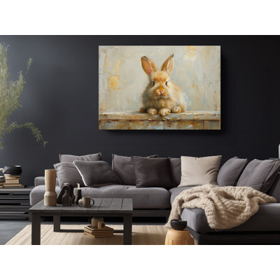 Cute Bunny Oil Painting Reproduction On Canvas Print Wall Art In Oil Painting