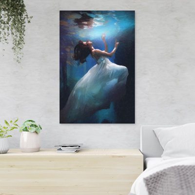Underwater Photography Of Woman Wearing White Dres " Underwater Photography Of Woman Wearing White Dress " Painting Print