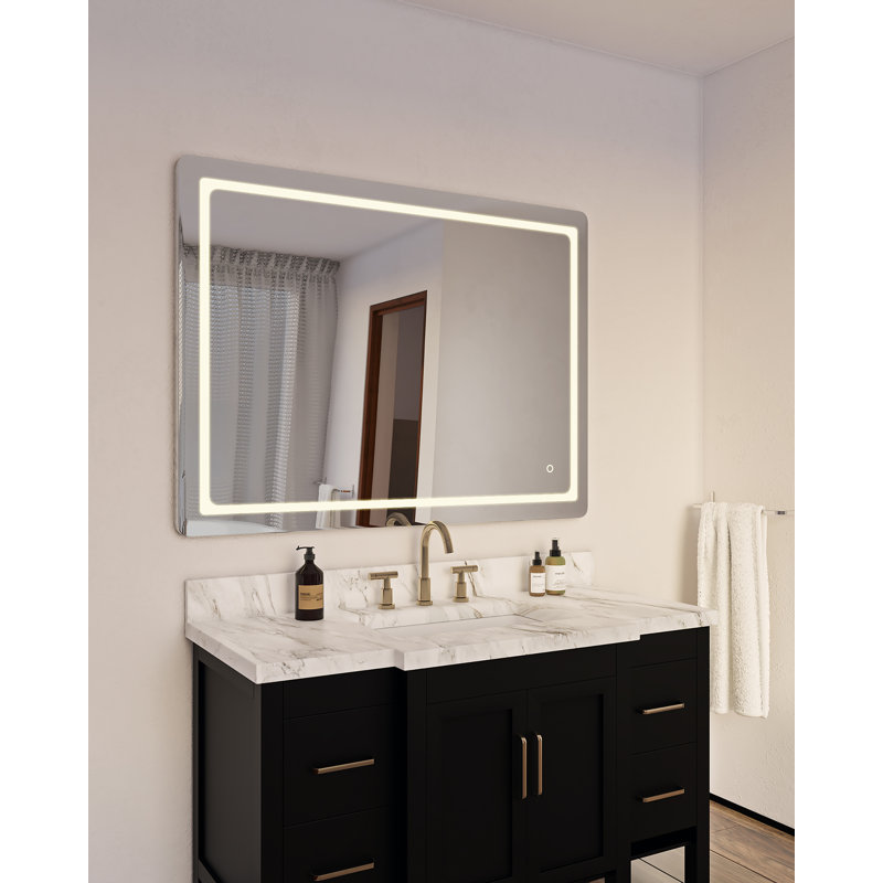 Seneca Rectangle Lighted Wall Mirror,  36"H x 48"W x 1.75"D