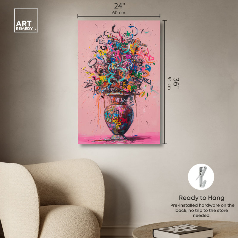 Vase graffiti sur toile Graffiti Pop Art par Art Remedy, Toile tendue, H 36 po x l 24 po