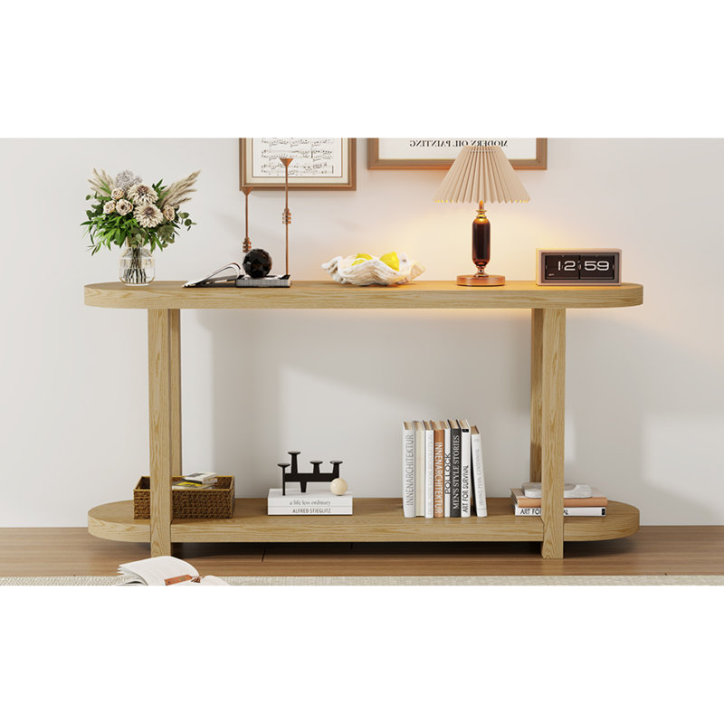 U_style modern minimalist ash veneer entryway table with streamlined desktop, perfect for study, hallway, and foyer