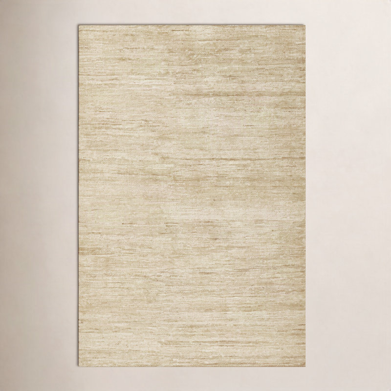 Caterina Abstract Hand-Knotted Beige Area Rug, Rectangle 5' x 8'