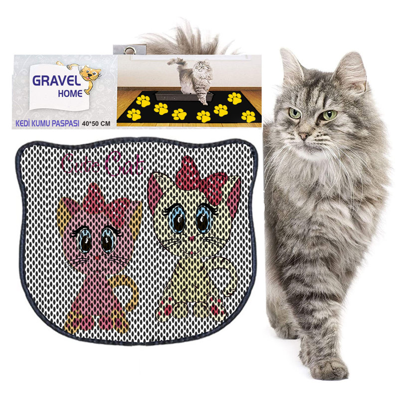 Tapis de litière durable pour chat, 15,7 po x 19,7 po | 50% PVC / 50% polyester, lavable à la machine et passer l'aspirateur | Parfait pour un nettoyage facile, conception antidérapante pour garder votre maison propre et fraîche, idéal pour les propriétaires d'animaux de compagnie