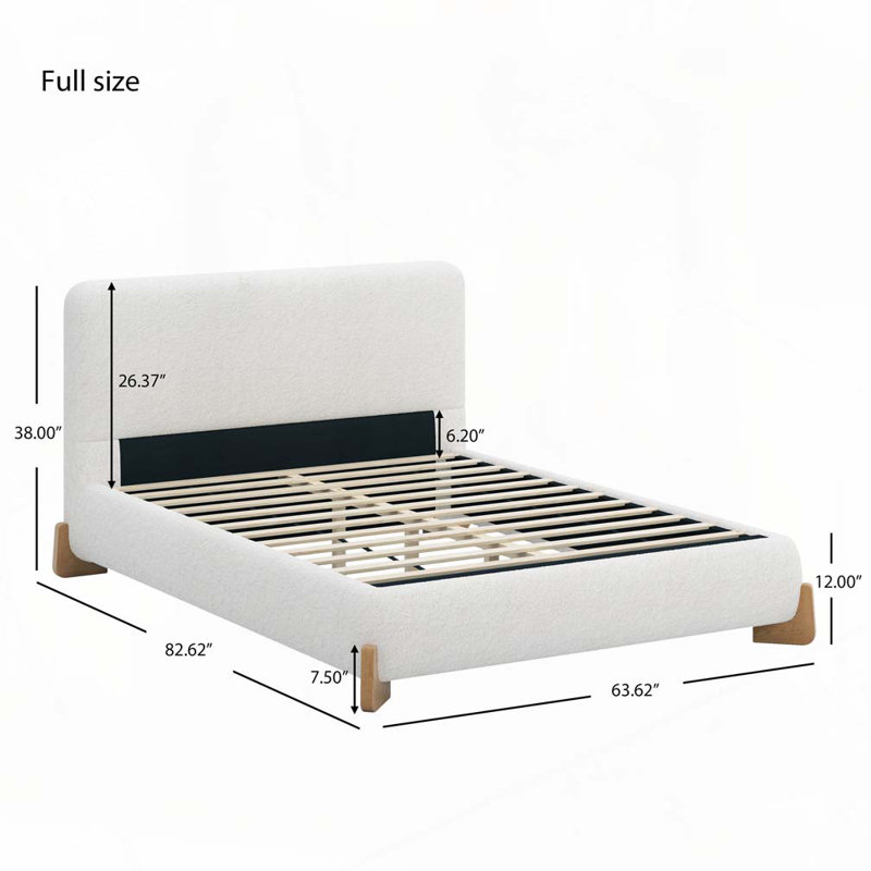 Boucle Upholstered Bed, Full