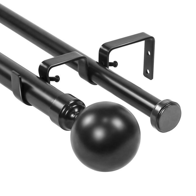 Tringle à rideaux double à fenêtre plate en acier Courtois, H 1 po x l 120 po x P 1 po, Noir