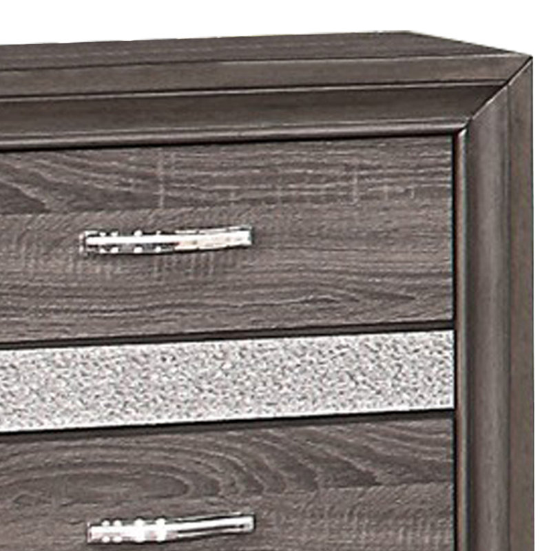 Table de chevet à 3 tiroirs en gris et argent