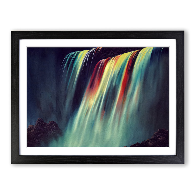 Colourful Watercolour - Single Picture Frame Print, Black Framed, 34cm H x 46cm W x 2cm D