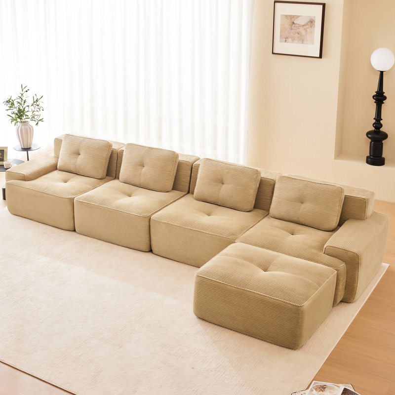 Canapé modulaire en velours côtelé de luxe - éponge 32D, résistant à l'abrasion et sans fatigue
