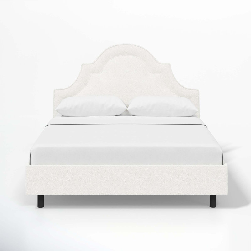 Lit plateforme tapissier Knipe, Simple, Boucle neige classique