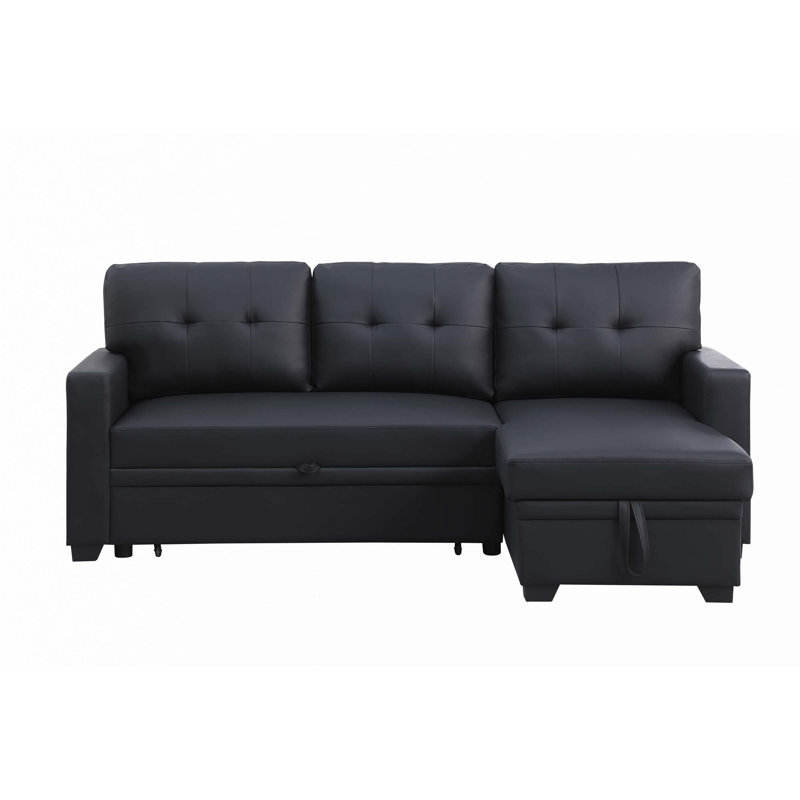 Upholstered Pull out Sectional Sofa with Chaise