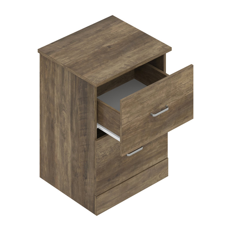 Allyannah 23.6" 2-Drawer Nightstand, Knotty Oak, Set of 2