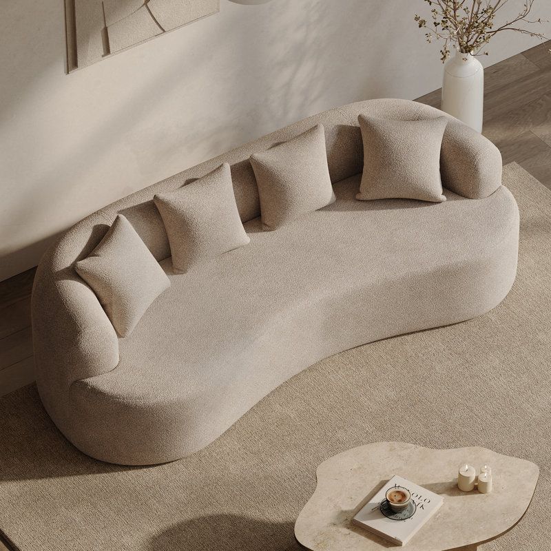 Canapé incurvé désossé en mousse à haute densité et sans assemblage requis, Marron clair, H 24,5 po x l 106,5 po x P 41 po, 3