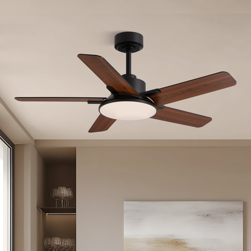 Ventilateurs de plafond modernes de 44 pouces avec lumières et télécommande noir, Noir, 44 po de largeur