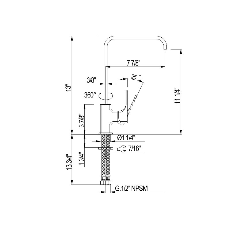 Quartile Bar/Food Prep Kitchen Faucet, Polished Nickel