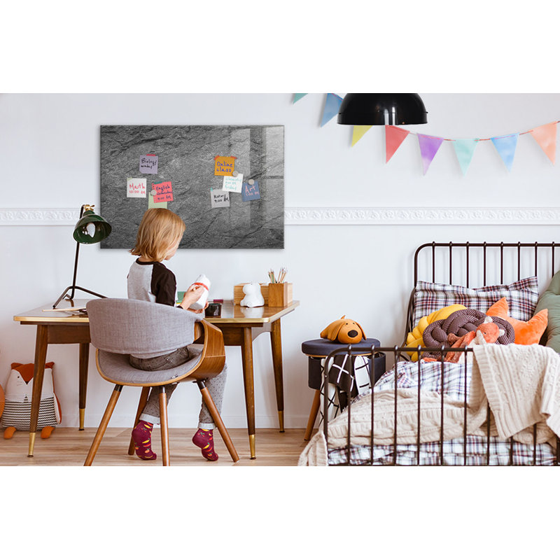 Magnetic Memo Board Whiteboard - 90 x 60 cm - With Marker and Magnets - Volcanic rock, 60cm H x 90cm W x 2cm D