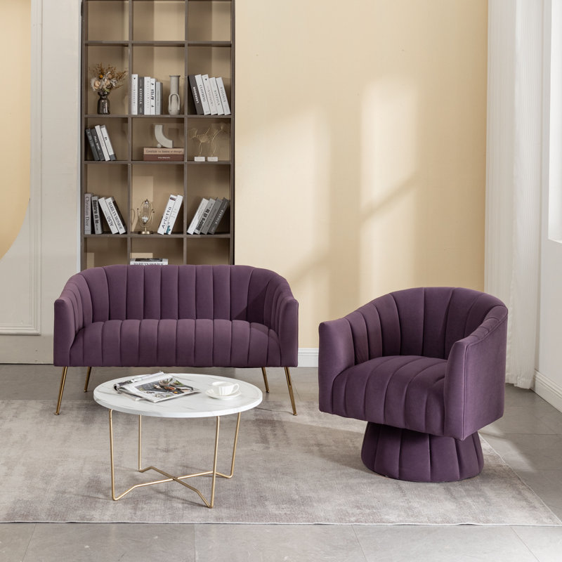 Ensemble de salon 2 pièces Remmie, Velours mauve