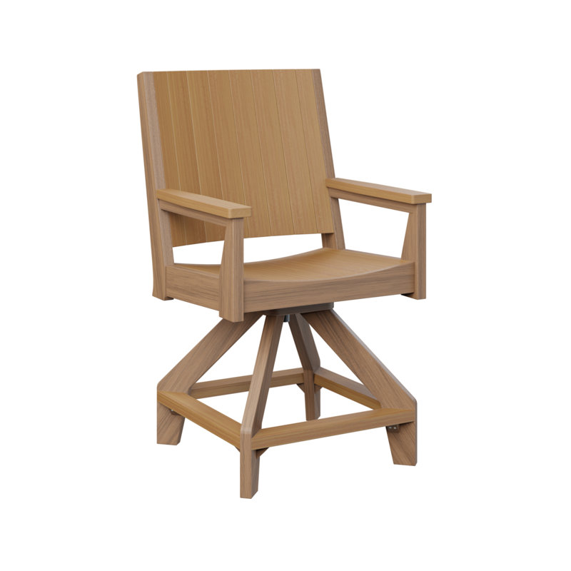 Mayhew Outdoor Bar Stool, Natural Teak, Antique Mahogany