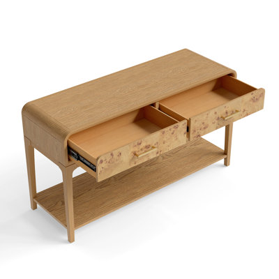 Adden Burl Wood Storage Console Table