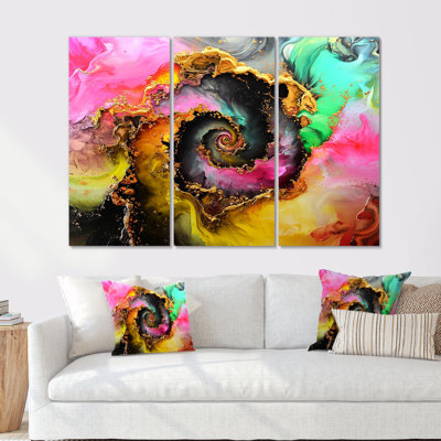 Popart céleste liquide spirale équilibre II - ensemble de reproduction d'art abstrait fractal mural
