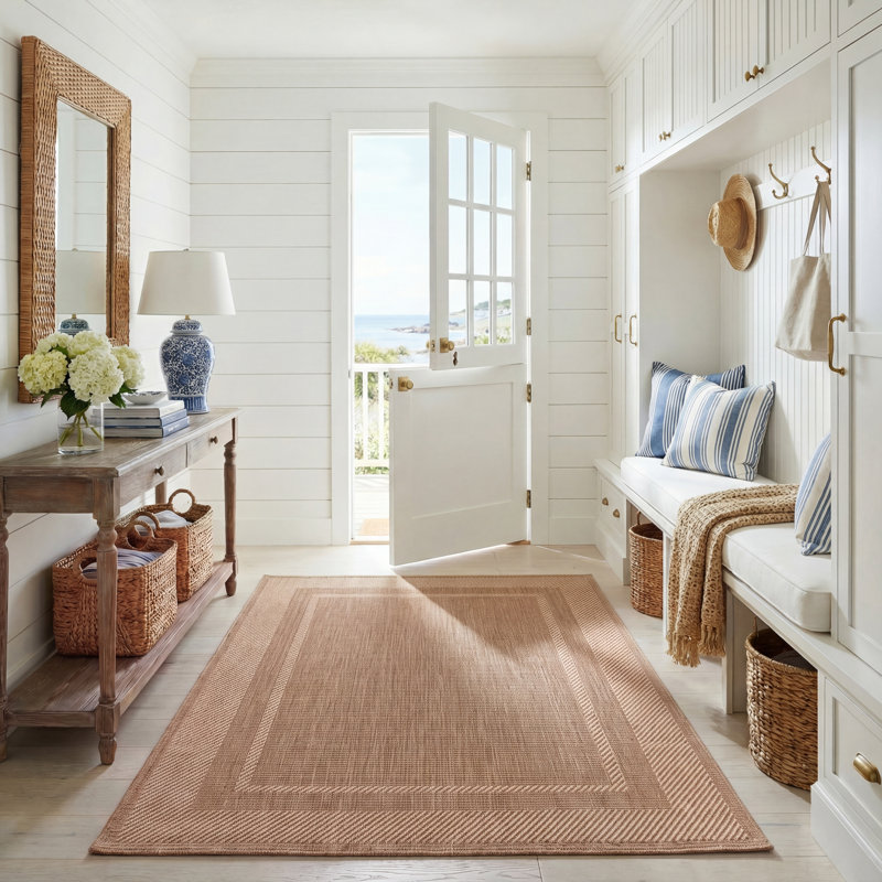Courtyard Power Loom Performance No Pattern Indoor Rug, 5'-3" x 7'-7" Rectangle