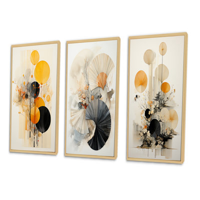 «Asian Art Seashell Sumi», 3 pièces sur toile