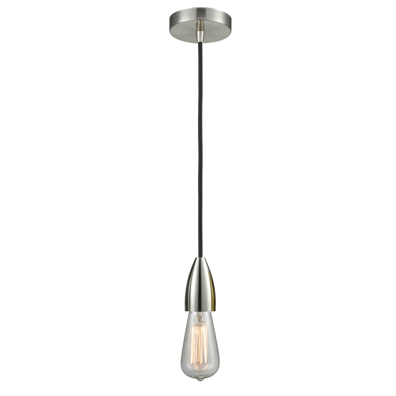 Cecile 1 - Light Single Pendant, Satin Nickel/Black