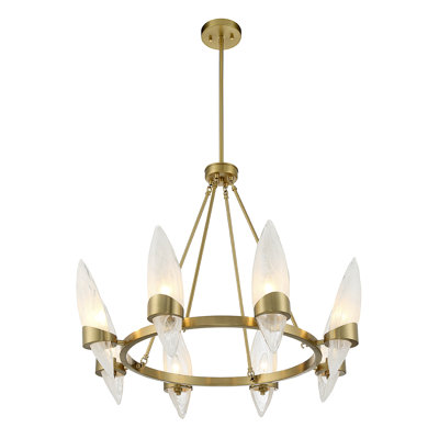  Lustre à 8 lumières en laiton chaleureux Nouvel