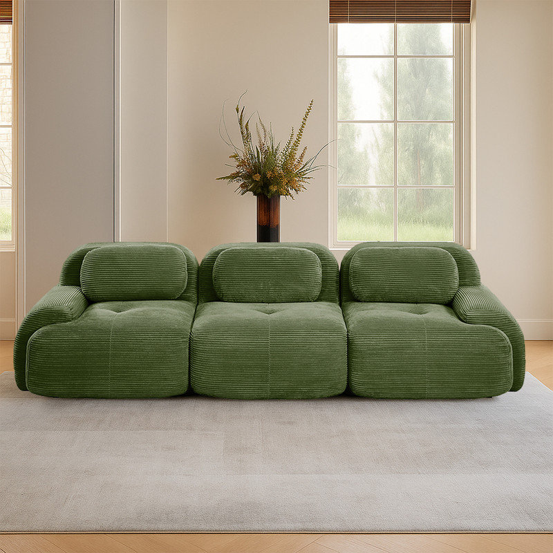Modular Cloud Memory Foam 3-Seat Couch, No Assembly Required, Vert