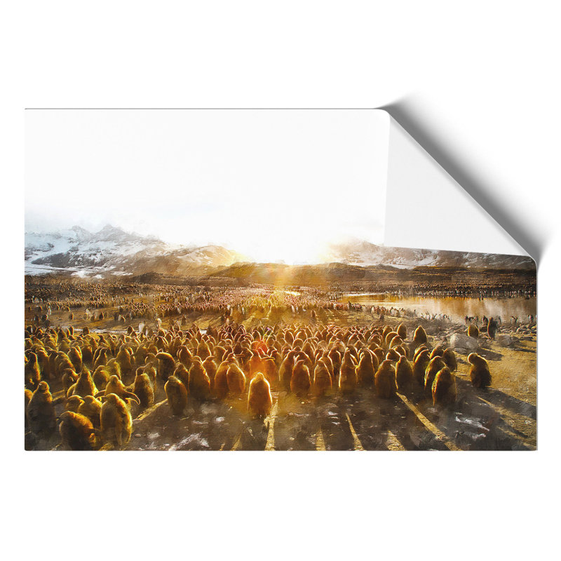 Young King Penguins Painting - Frameless Print, 21cm H x 30cm W x 0.1cm D