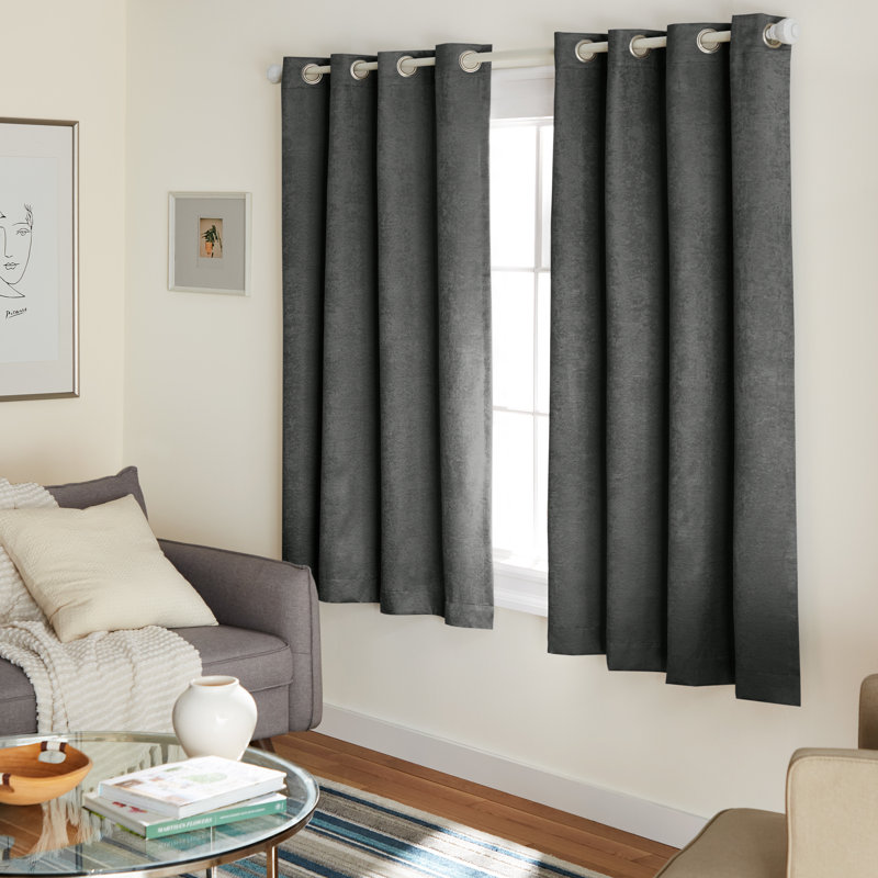 Phillipa Thermal Room Darkening Curtain, Grey, 52" W x 63" L