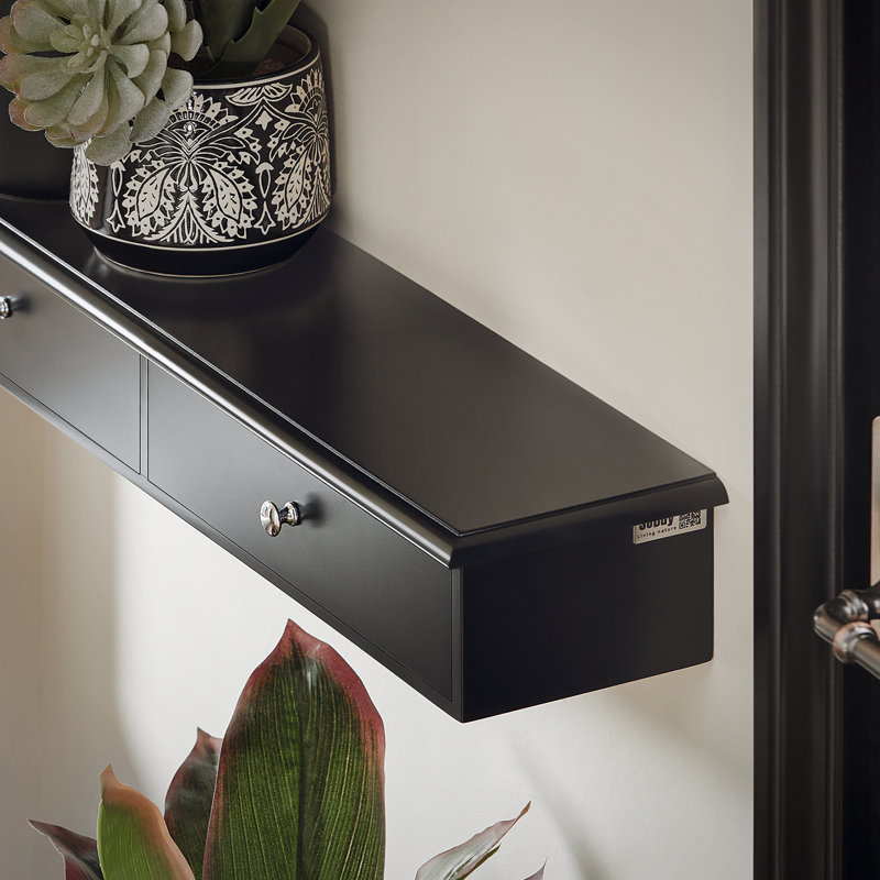 Lamartine Floating Shelf with Drawer, Black