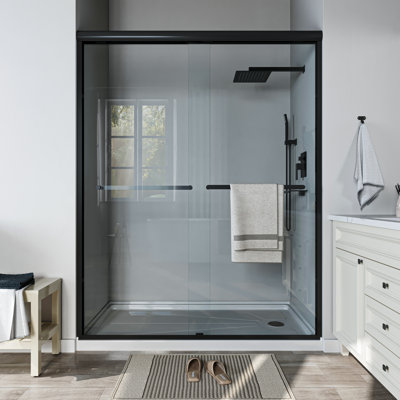 56 In.-60 In. W X 72 In. H Sliding Framed Shower Door With Clear Glass