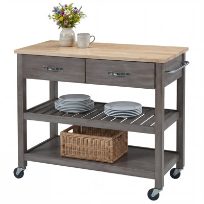 Delicia Kitchen Cart with Gray Base