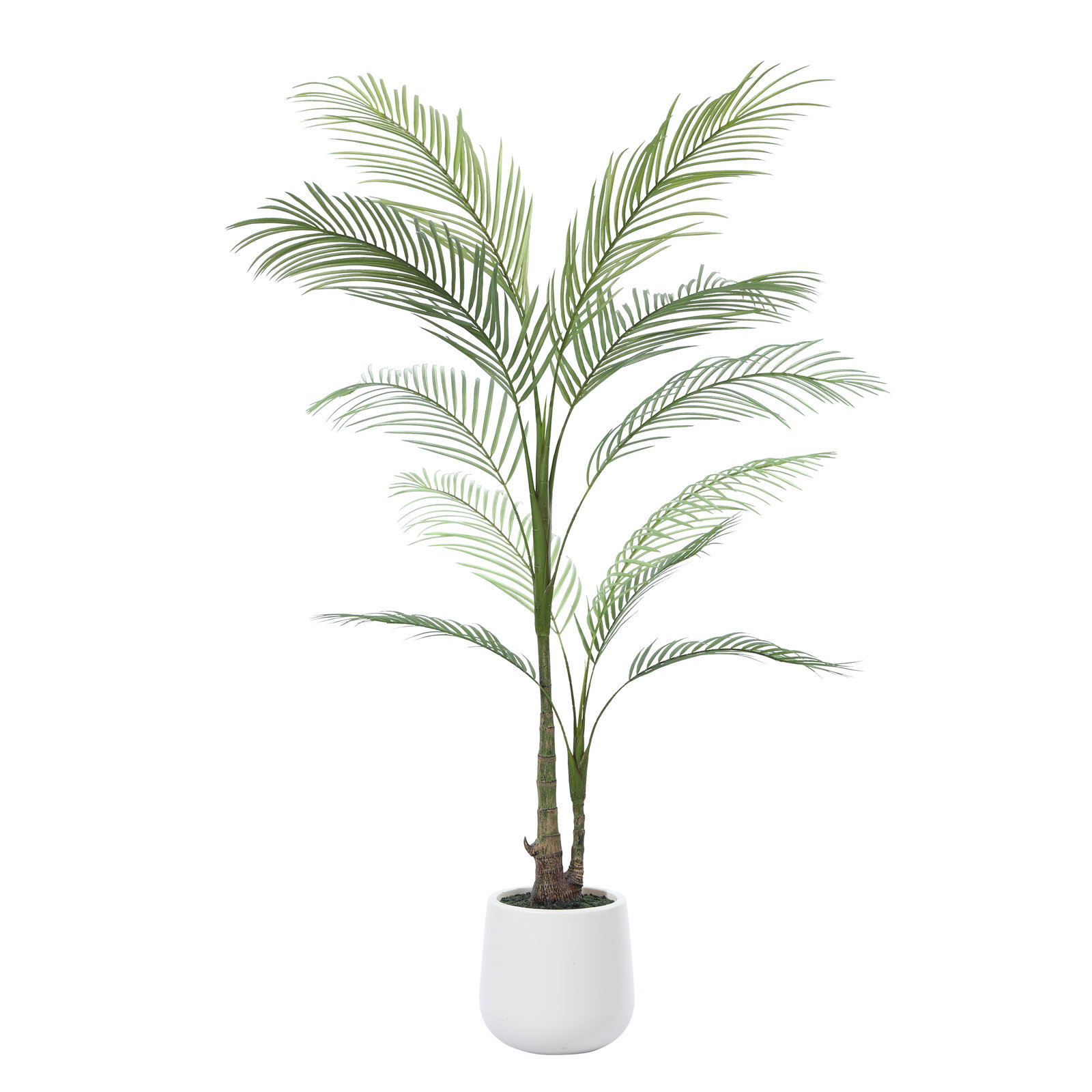 Amarillo Faux Palm Plants with Oval White Planter, Pre Potted Fake Greenry Palm Tree for Home Decor, 60" H x 20" W x 20" D