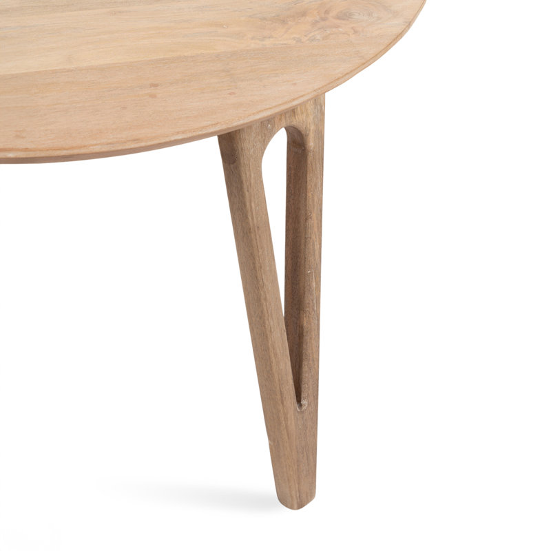 Wooden Living Room Round Coffee Table, Beige Wood