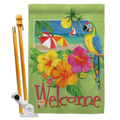 Profitez de la décoration tropicale en l 40 x 28 po en polyester vertical décoratif à 2 côtés. ensemble de drapeau
