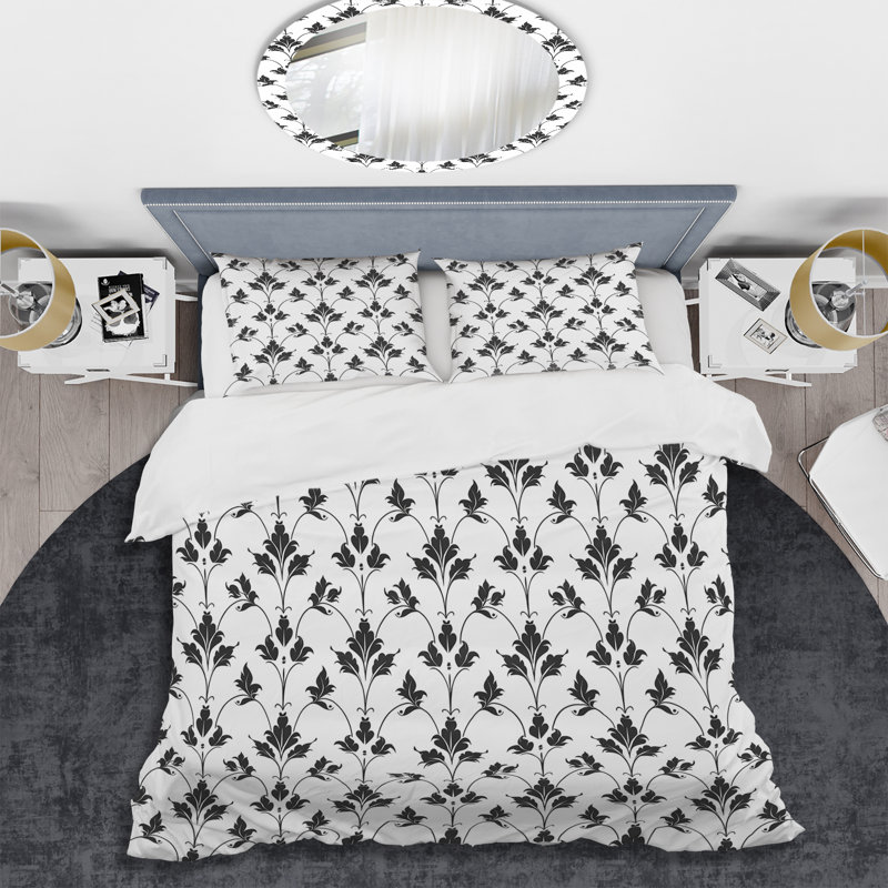 Ensemble de housse de couette blanc et noir Glam Trellis - Glam, Housse de couette très grand + 2 taies décorativ