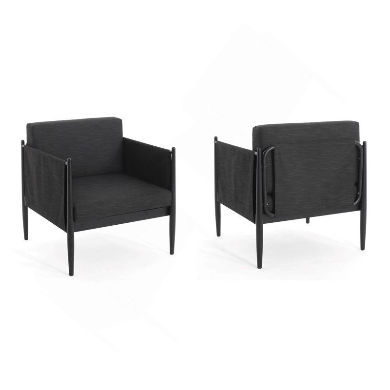 Chaise de club d'extérieur en aluminium noir 2 pièces DAWson
