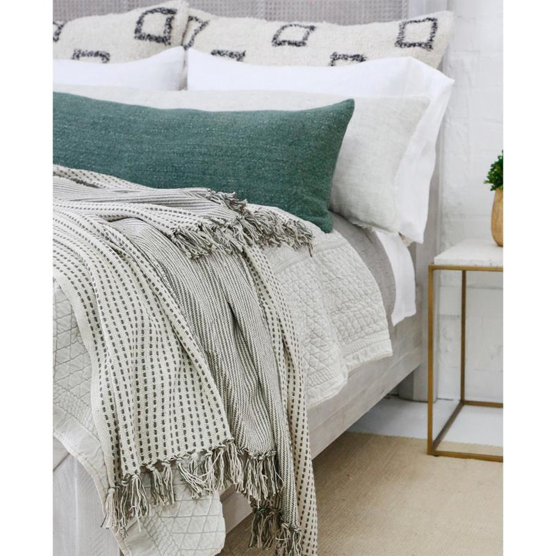Hendrick Solid Colour Reversible Throw Pillow, Moss